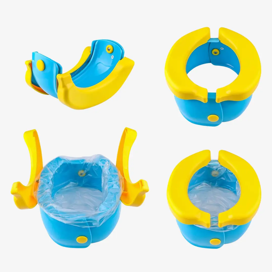 BananaPee Baño Portátil y Plegable para Niños, Baño Portátil Plegable Niñas, Bacín Portátil Plegable para Niños y Niñas, Inodoro de Viaje Plegable, Colores Azul y Rosado C7