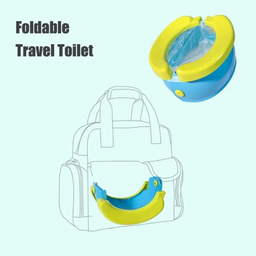 BananaPee Baño Portátil y Plegable para Niños, Baño Portátil Plegable Niñas, Bacín Portátil Plegable para Niños y Niñas, Inodoro de Viaje Plegable, Colores Azul y Rosado C9