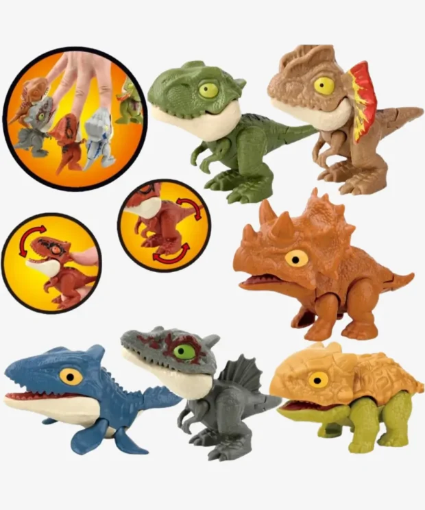 Set de Dinosaurios Jurásicos Dinosaurios Mordelones Muerde Dedos 8 piezas 4