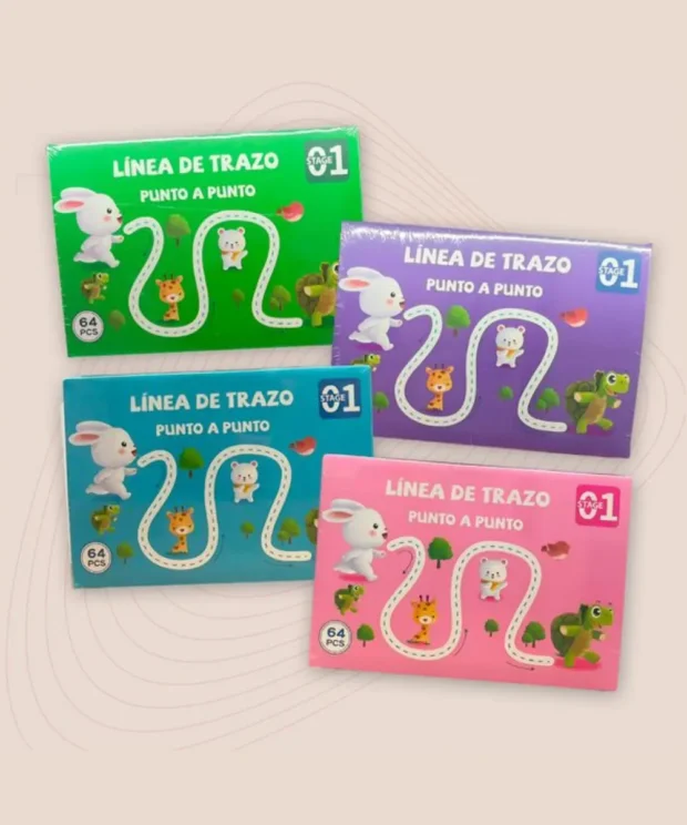 Set de Libro de Trazo Mágico Montessori Preescolar - Book Stroke Line - Cuaderno reutilizable - Versión Español - Spanish Version - 2