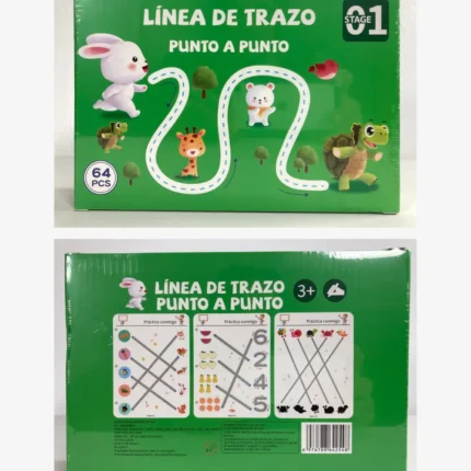 Set de Libro de Trazo Mágico Montessori Preescolar - Book Stroke Line - Cuaderno reutilizable - Versión Español - Spanish Version - 2 Verde