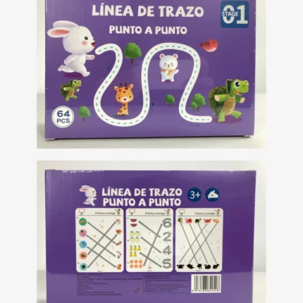 Set de Libro de Trazo Mágico Montessori Preescolar - Book Stroke Line - Cuaderno reutilizable - Versión Español - Spanish Version - 2 Morado