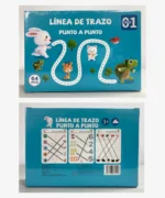 Set de Libro de Trazo Mágico Montessori Preescolar - Book Stroke Line - Cuaderno reutilizable - Versión Español - Spanish Version - 4 Celeste